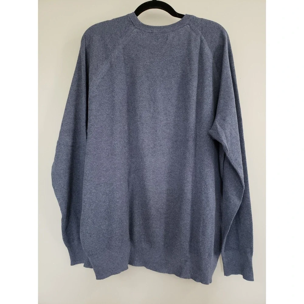 NEW LIGHTWEGIHT J Crew‎ Mens Navy Blue Waffle Knit Crewneck Sweater